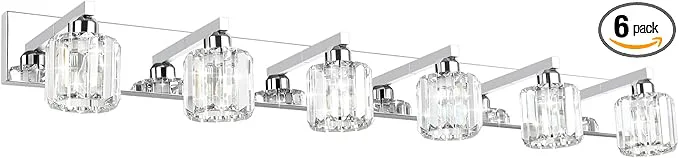 Authentic Aipsun Bathroom Vanity Light Crystal Vanity Lighting Fixtures 6 Lights Chrome Soft