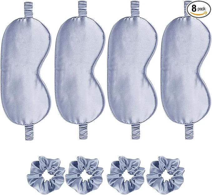 Reusable Satin Eye Mask 8Pcs Silk Sleep Masks Silky Blindfold Eyeshade Blackout Eyes Classic