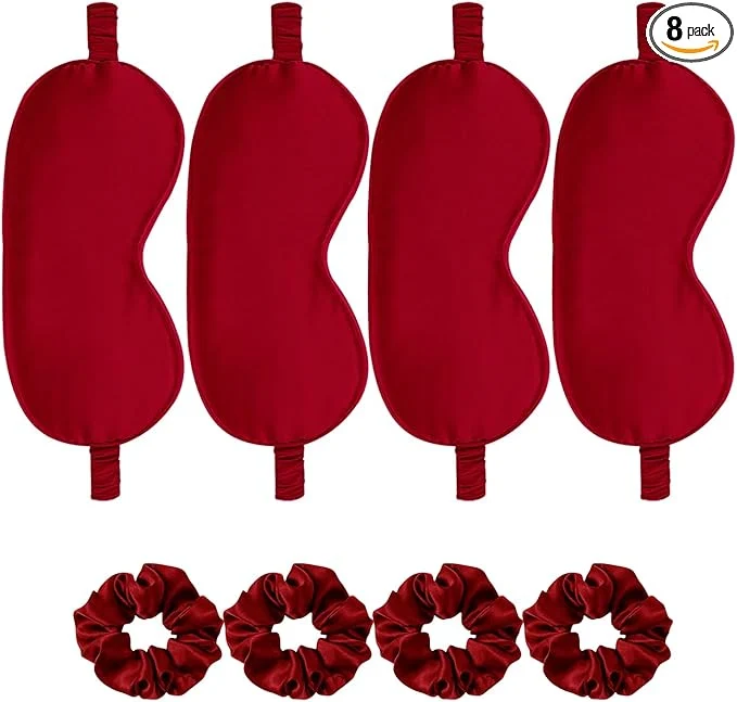 Reusable Satin Eye Mask 8Pcs Silk Sleep Masks Silky Blindfold Eyeshade Blackout Eyes Classic