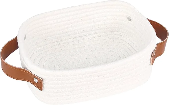 Pure ABenkle Small Storage Basket Mini Rope Woven Baskets Cute Shelf Closet Lightweight