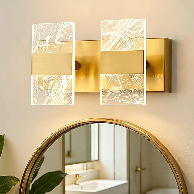 Outstanding Modern LED Bathroom Light Fixtures Dimmable 2-Light Gold Vanity Light 5CCT World-Class