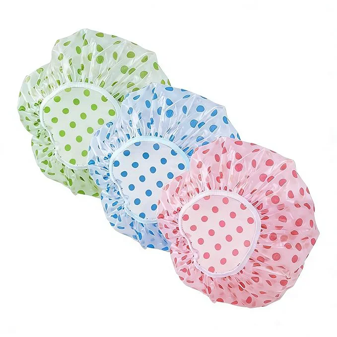 Lightweight 3PCS Elastic Reusable Waterproof Shower Caps Soft