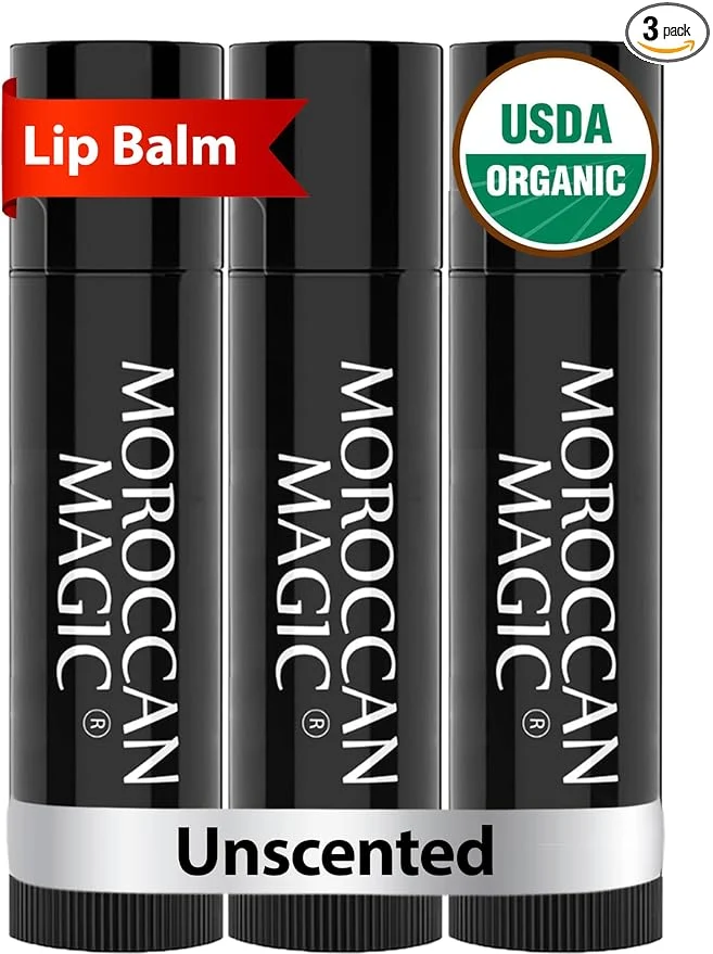 Artisan Moroccan Organic Unscented Lip Balm 3 Pack Ultra-Hydrating Argan Oil Unique