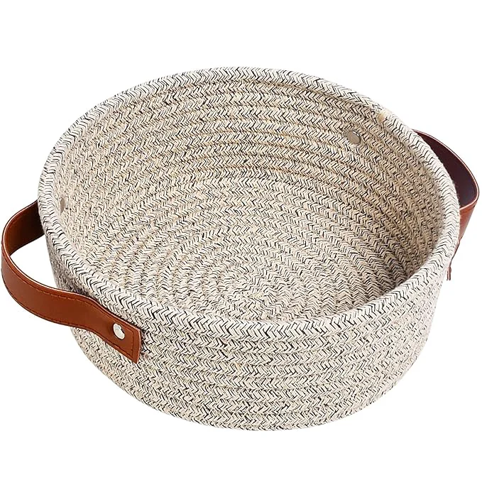 Practical ABenkle Small Storage Basket Mini Cotton Rope Storage Bin Cute Tiny Shelf Solid