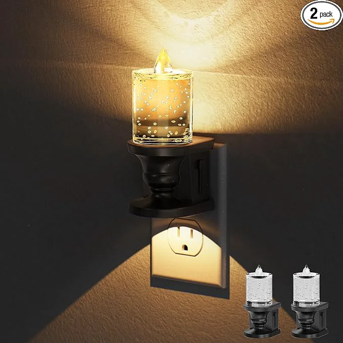 World-Class Briignite Flameless Candle Night Light Bubble Night Lights Plug into Wall Secure