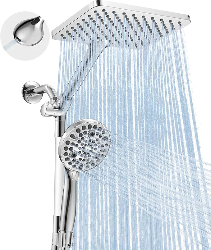 Minimalist Dual Handheld Shower Head Combo 2-in-1 Rain Shower Heads System Wide Rainfall Fashionable
