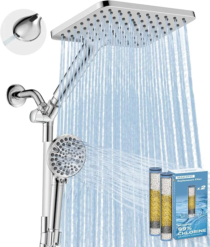 Long-Lasting MakeFit Dual Filtered Rain Shower Head Combo High Pressure Handheld Shower Head High-Performance