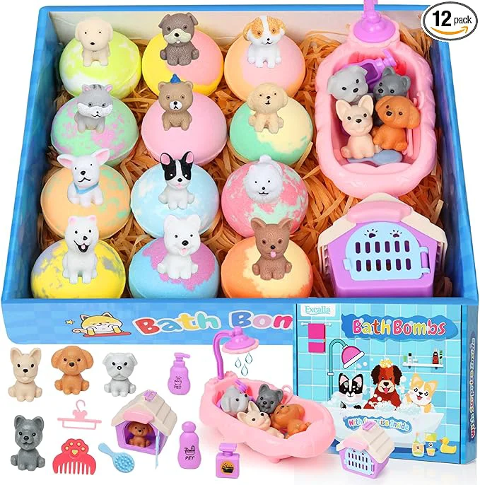 Powerful Bath Bombs for Kids with Toys Inside for Girls Boys 12 Pack Kids Bath Bombs Long-Lasting