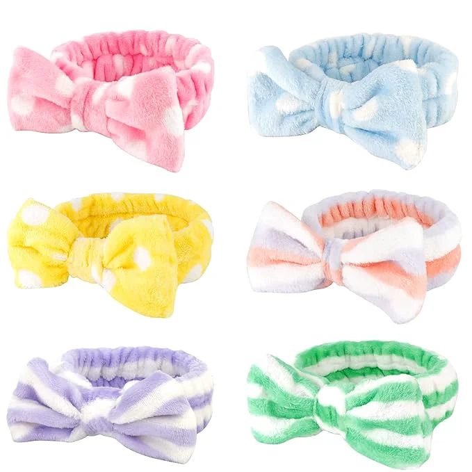 Unique Casoty 6 Pcs Hairband Soft Coral Fleece Spa Headbands Bow Headband Prestigious