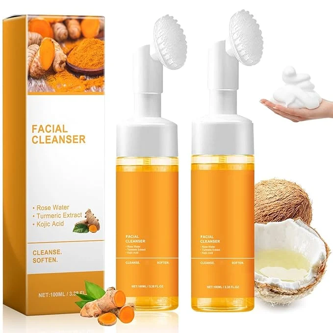Excellent 2 Pcs Turmeric Facial Cleanser Glow Wash Turmeric Face Wash Carefully Designed