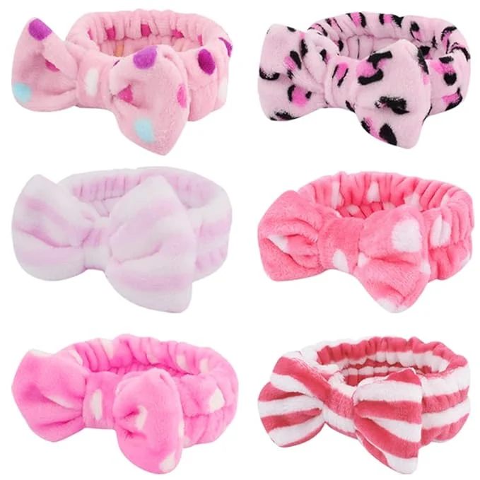 Reusable WHAVEL 6 Pack Pink Spa Headbands Makeup Headbands Skincare Headbands Fashionable