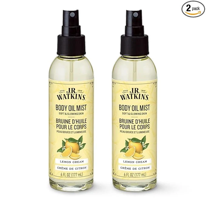 Trendy J.R. Watkins Naturally Hydrating Body Oil Mist Lemon Cream 6 fl oz 2 Pack World-Class