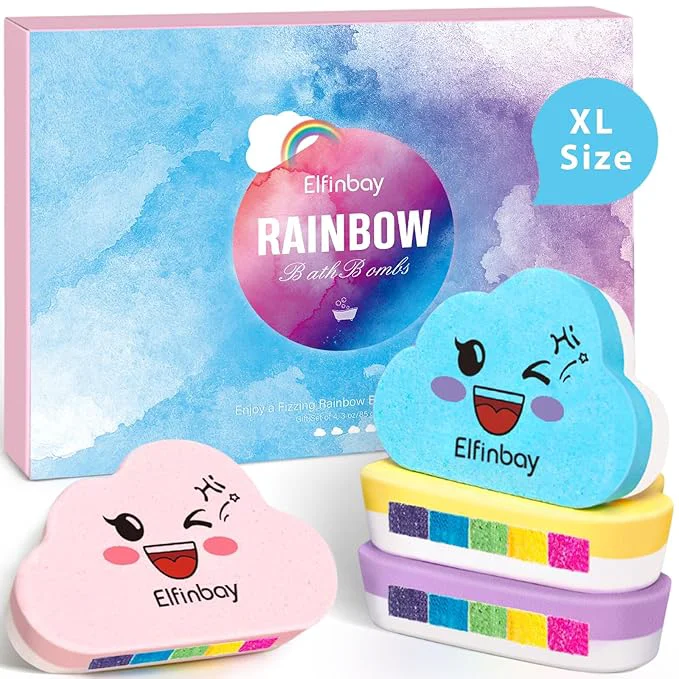 Minimalist Rainbow Bath Bombs for Kids 4 XL Kid Bath Bombs Excellent