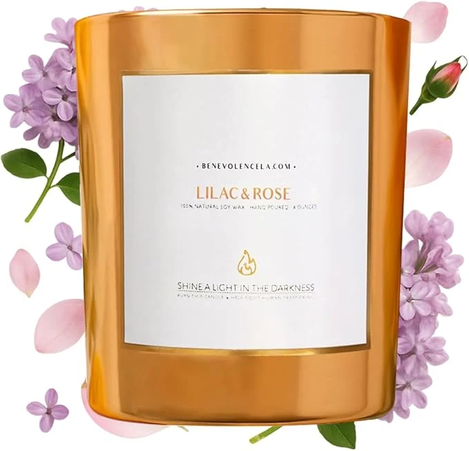 Unique Benevolence LA Lilac Rose Wood Wick Candles Soy Christmas Scented Candles Specialty