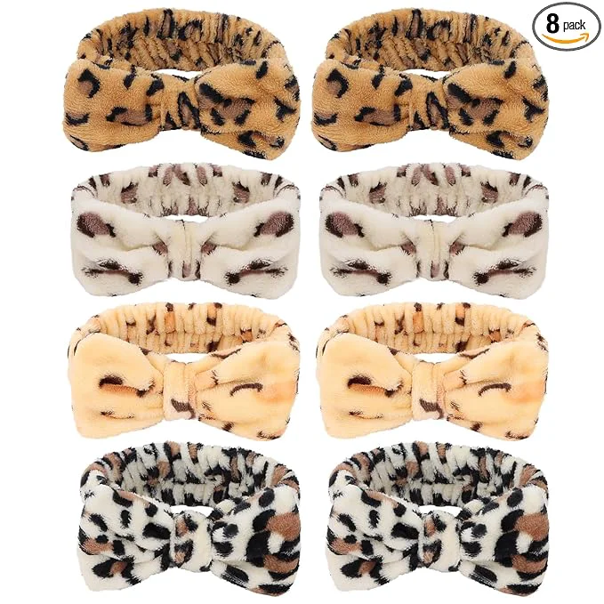 Healthy Casoty 8 Pack Leopard Spa Headbands Traditional