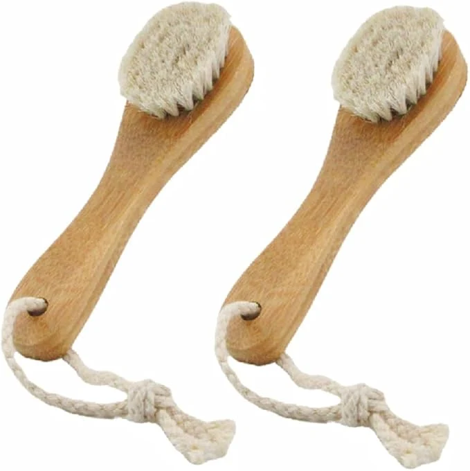 Healthy 2 Pack 6 Bamboo Handle Dry Facial Cleansing Brush Recyclable
