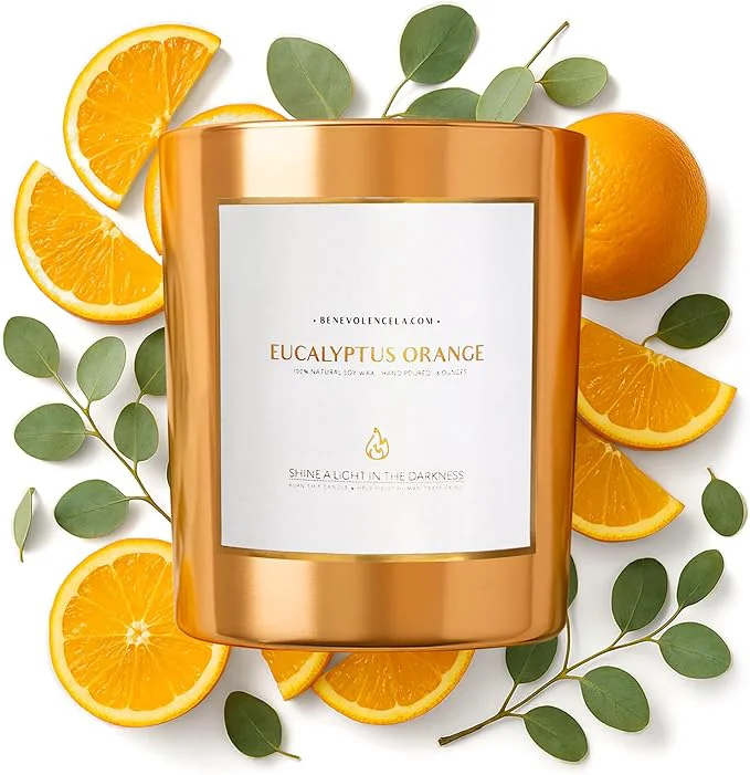High-End Benevolence LA Eucalyptus Orange Wood Wick Candles Soy Christmas Scented Professional