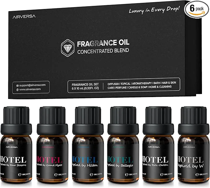 Authentic Airversa Hotel Scent Diffuser Oils Fragrance Oils Set 10mL 0.34 Fl Oz x 6 Crafted