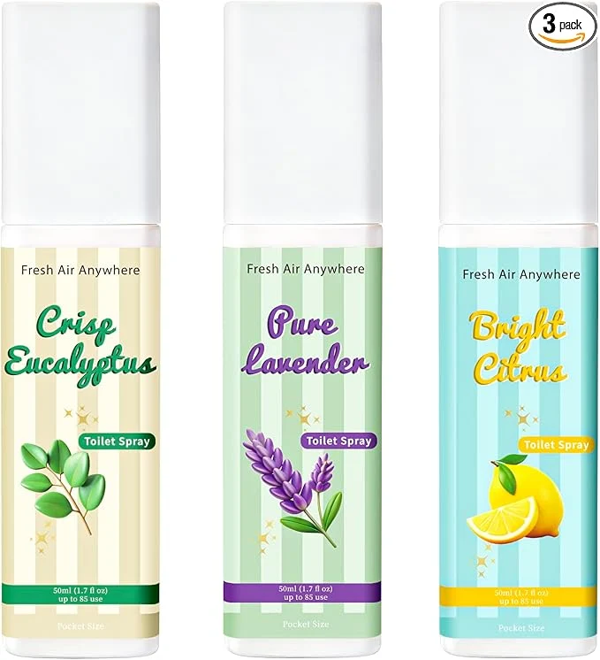 Safe Toilet Spray Eucalyptus Lavender 3 Pack 1.7 fl oz each Bathroom Odor Enhanced