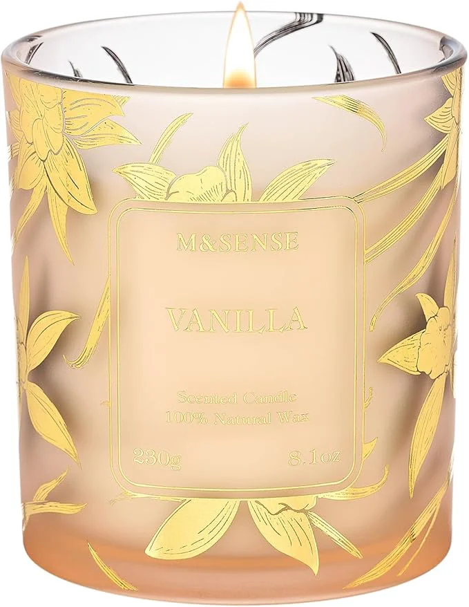Luxury M SENSE Vanilla Scented Vegan Soy Candles Creamy Naturally Scented No Toxin Organic