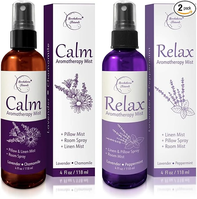 Contemporary Lavender Spray Aromatherapy Mist Set of 2 – Natural Linen Pillow Spray Organic