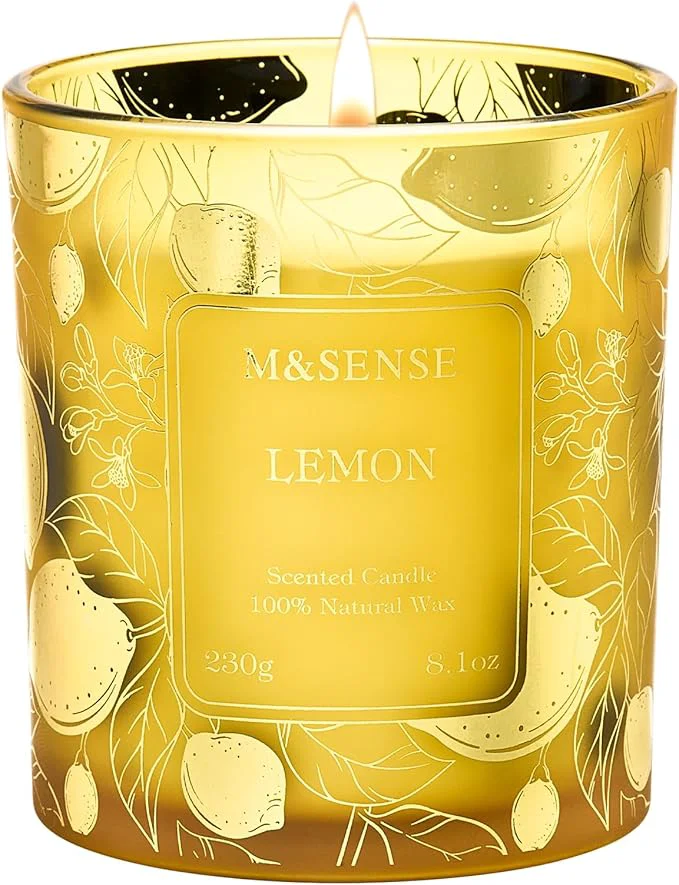 Quality M SENSE Lemon Vegan Soy Candles Non Toxic 8.1oz 42-Hour Long Burning Winter Dependable