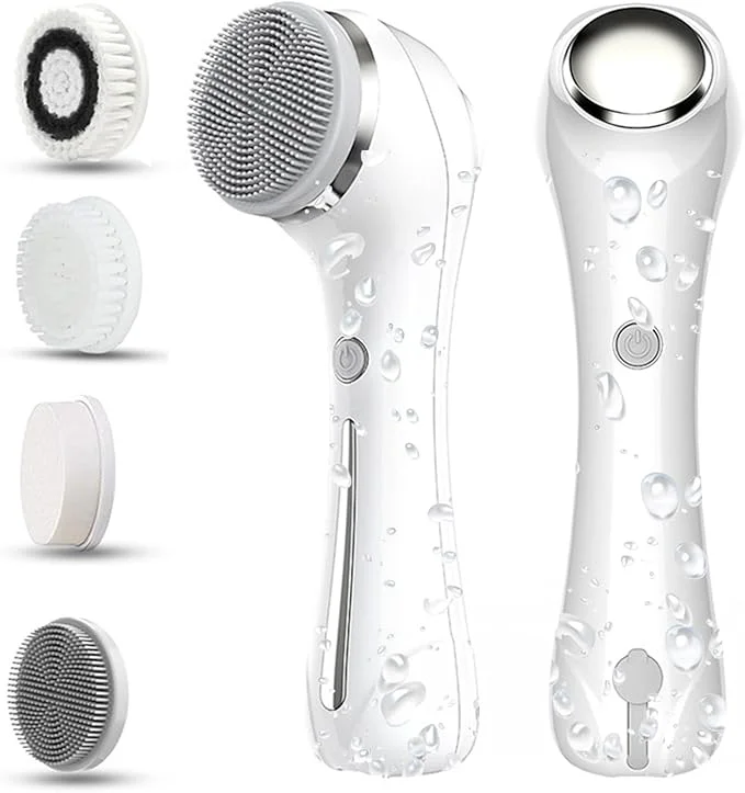 Facial Cleansing Brush 2 in 1 Ｗaterproof IPx7 Facial Spin Scrubber Set Refined