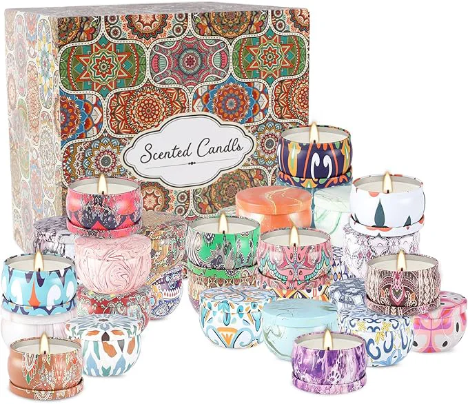 Traditional YOROXRG 36 Pack Multicolored Scented Candles Gifts Soy Wax Travel Tin Jar Convenient