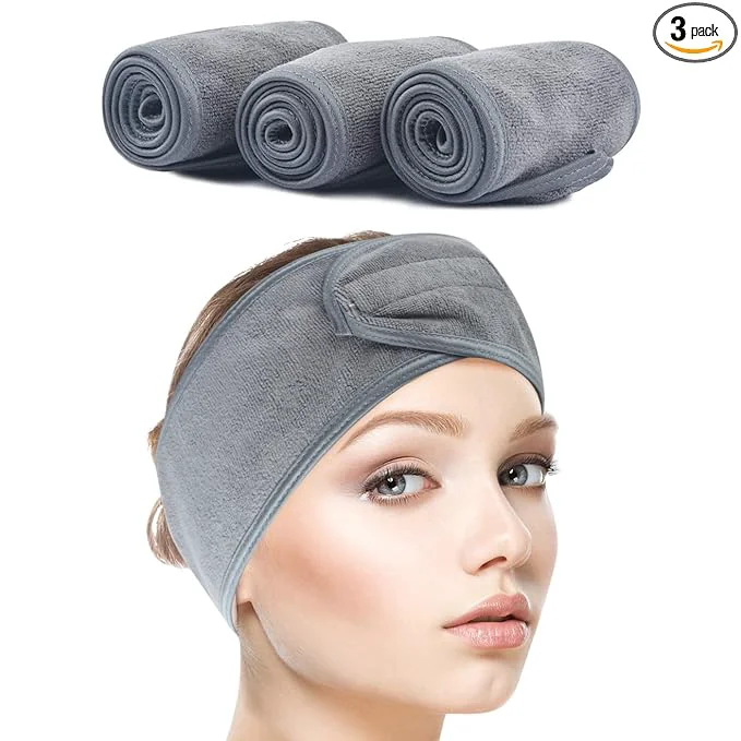 Crafted SINLAND Spa Headband for Women 3 Counts Ultra Soft Adjustable Makeup Hair Band Organic
