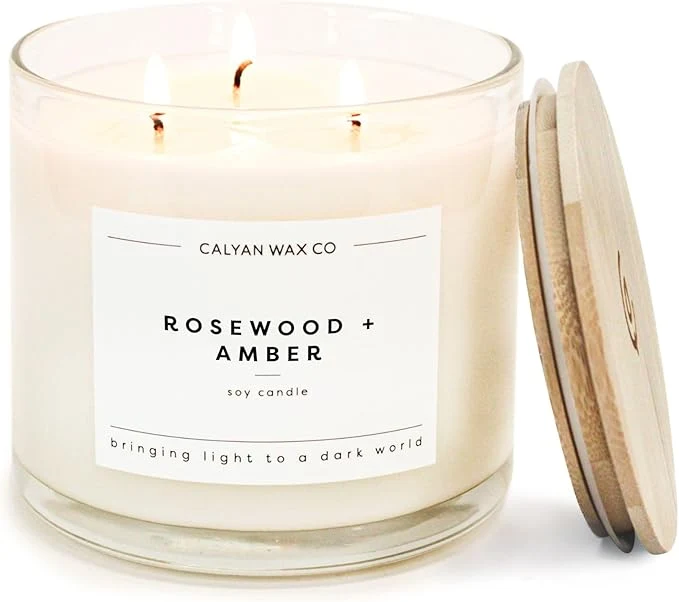 Exclusive Calyan Wax Co. Rosewood Amber 3 Wick Scented Candle Outstanding