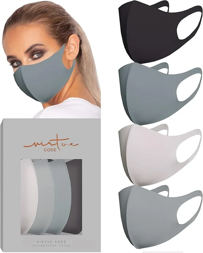 Fast Virtue Code Second Skin Cloth Face Mask Pack. 4 Buttery Soft Masks Washable Traditional