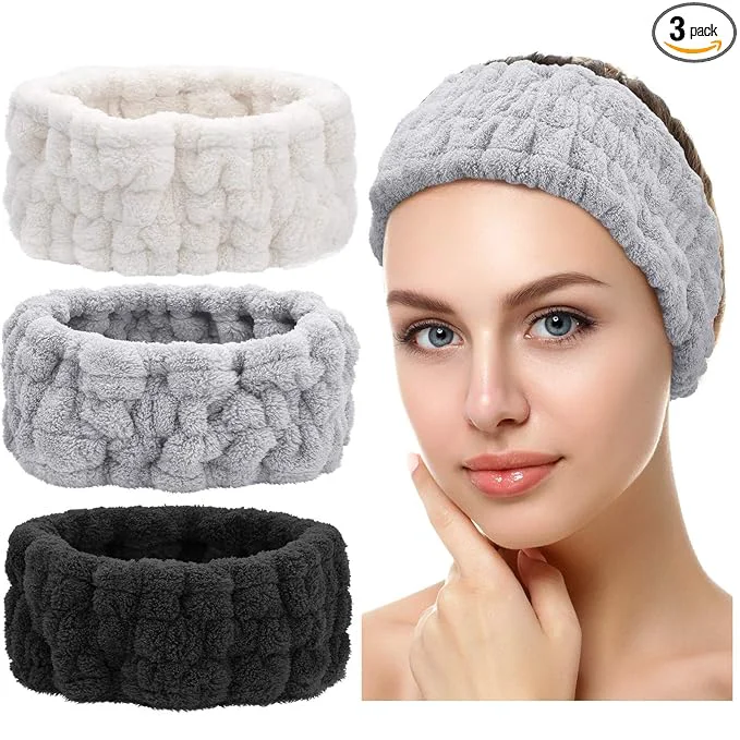 Sophisticated Chuangdi 3 Pieces Spa Headband for Women Facial Makeup Headband Soft Terry Carefully Designed