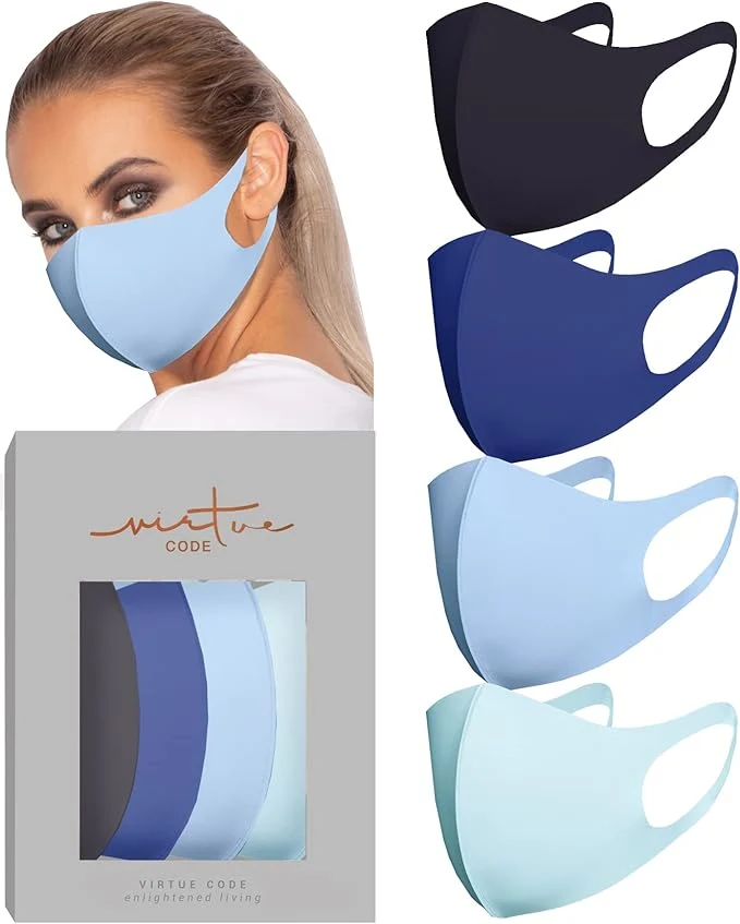 Environmentally Friendly Virtue Code Second Skin Cloth Face Mask Pack. 4 Buttery Soft Masks Washable Efficient