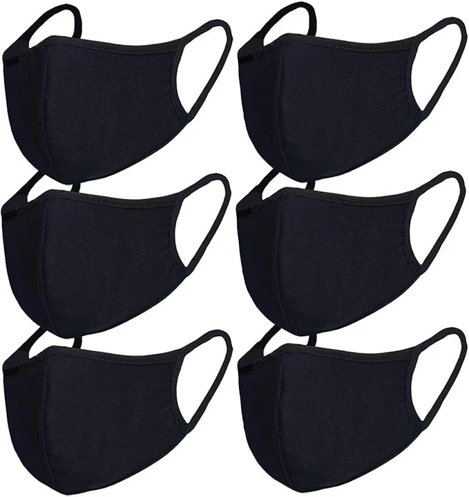 Practical FECEDY 6pcs Pack Black Mask Windproof Dustproof Masks Breathable Reusable Washed Natural