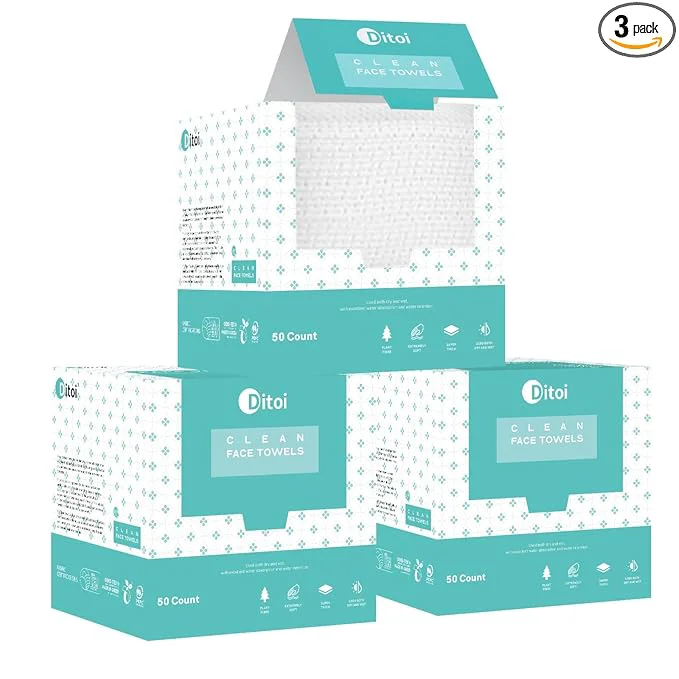 Green Face Towels Face Towelettes XL Ultra Soft Makeup Remover Dry Wipes Thick Long-Lasting