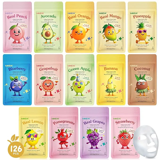Trusted KONEUK 126 Pack Sheet Hydrating Face Masks Skincare Flexible