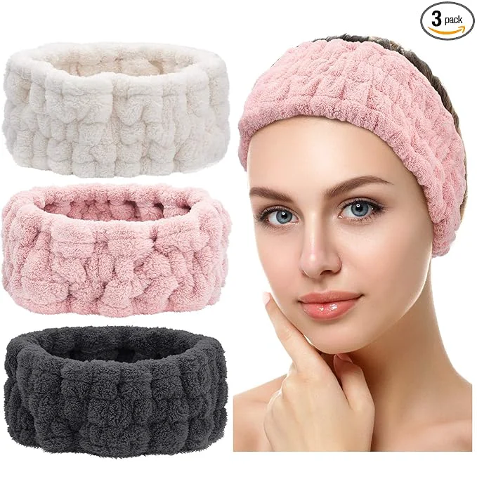 Stylish Chuangdi 3 Pieces Spa Headband for Women Facial Makeup Headband Soft Terry Elegant