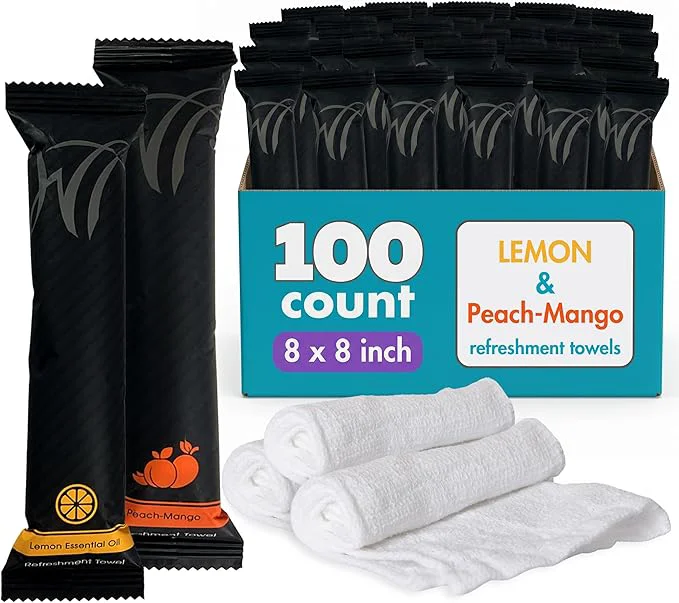 Smooth White Towel Services 8 x 8in Moist Cotton Towel Individually Wrapped Quality