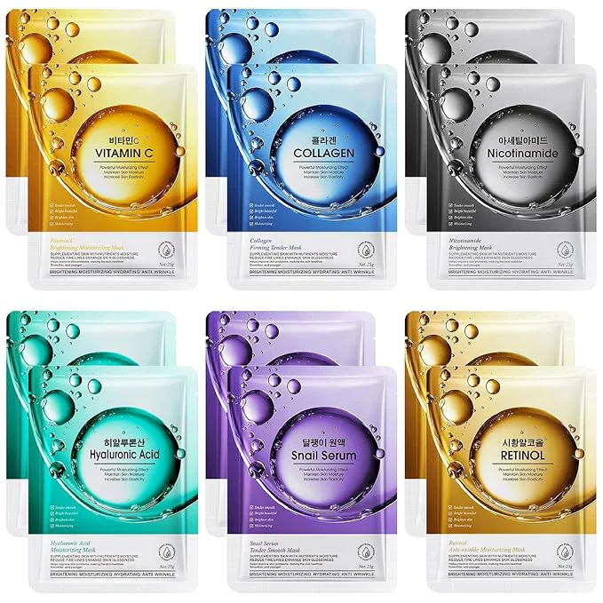 Reusable 12 Pack Sheet Face Masks Skincare Mothers Day Gifts Collagen Face Mask Superior