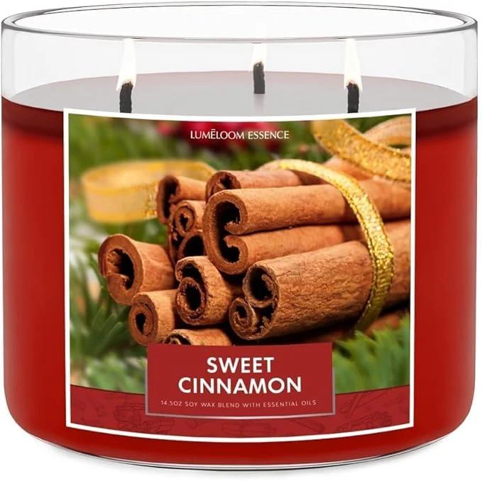 Elite LUMELOOM Cinnamon Candles Large 3-Wick Soy Wax Candles Superior