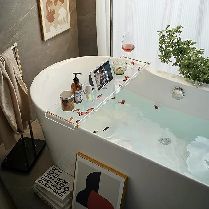 Minimalist Bathtub Caddy Tray for Luxury Bathroom Bath tub Table Caddy Tray Shelf for User-Friendly