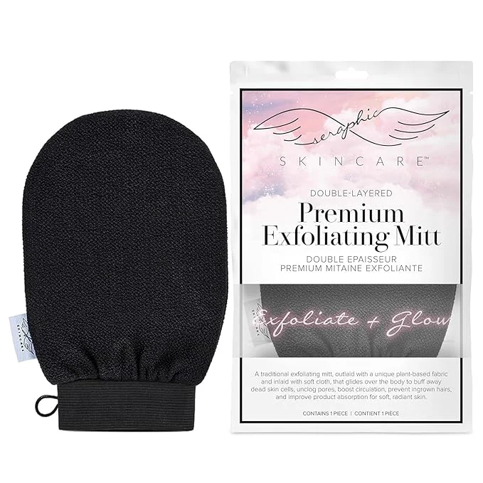 Elite Seraphic Skincare Double-Layered Premium Exfoliating Mitt – Vegan Viscose Superior