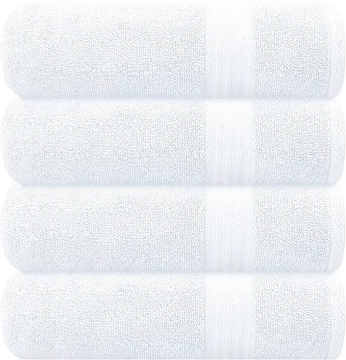 Refined GLAMBURG Premium Cotton 4 Pack Bath Towel Set Modern