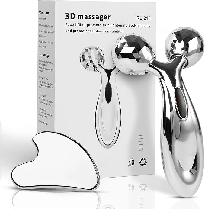 Genuine Stainless Steel Gua Sha and Face Roller Set Facial Tool Carefully Designed
