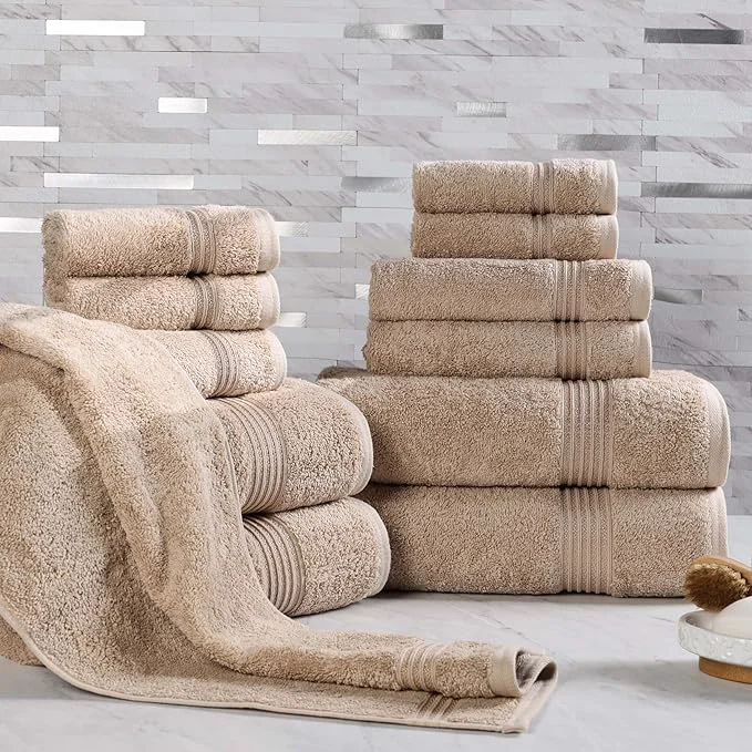 User-Friendly Superior Egyptian Cotton 12-Piece Towel Set Guest Bath Decor Essentials Responsible