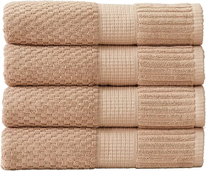Secure NY Loft Cotton 4 Pack Bath Towel Set Super Soft Absorbent Quick-Dry First-Class