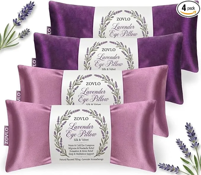 Trusted Lavender Eye Pillow for Relaxation Weighted Eye Mask Heated for Headache Refined