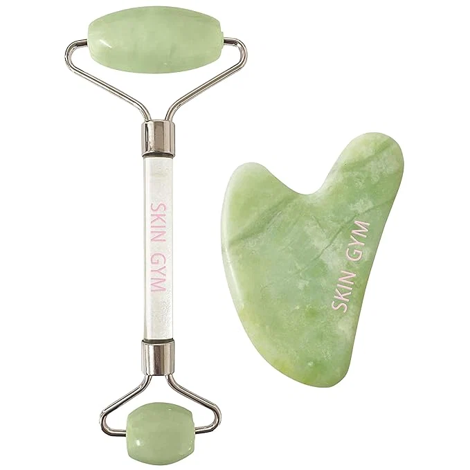 Prestigious Skin Gym Jade Facial Roller Gua Sha Tool Workout Set Revitalizing Skincare Excellent