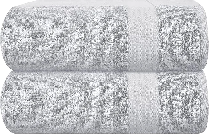 Excellent GLAMBURG Premium Cotton Oversized 2 Pack Bath Sheet 35x70- Pure Cotton Reusable