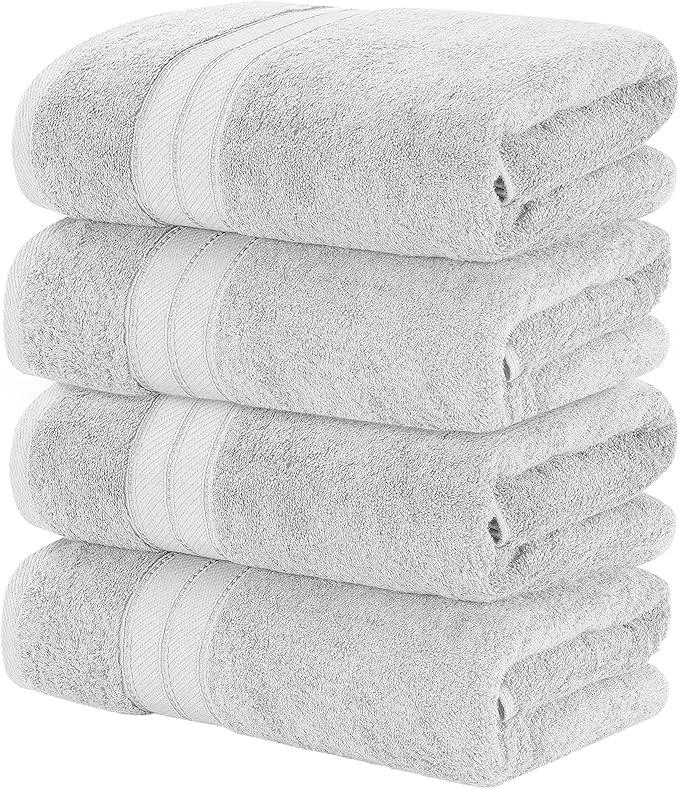 Solid Modern Threads 4-Pack SpunLoft Bath Sheet White 35x71 Secure